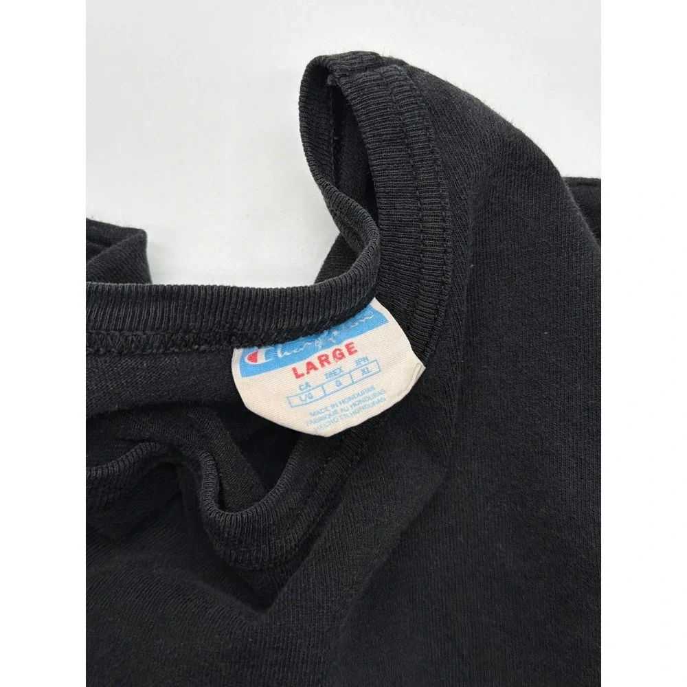 Champion Mens‎ Black Script Logo Graphic T-Shirt Short Sleeve Cotton Large - Picture 7 of 9